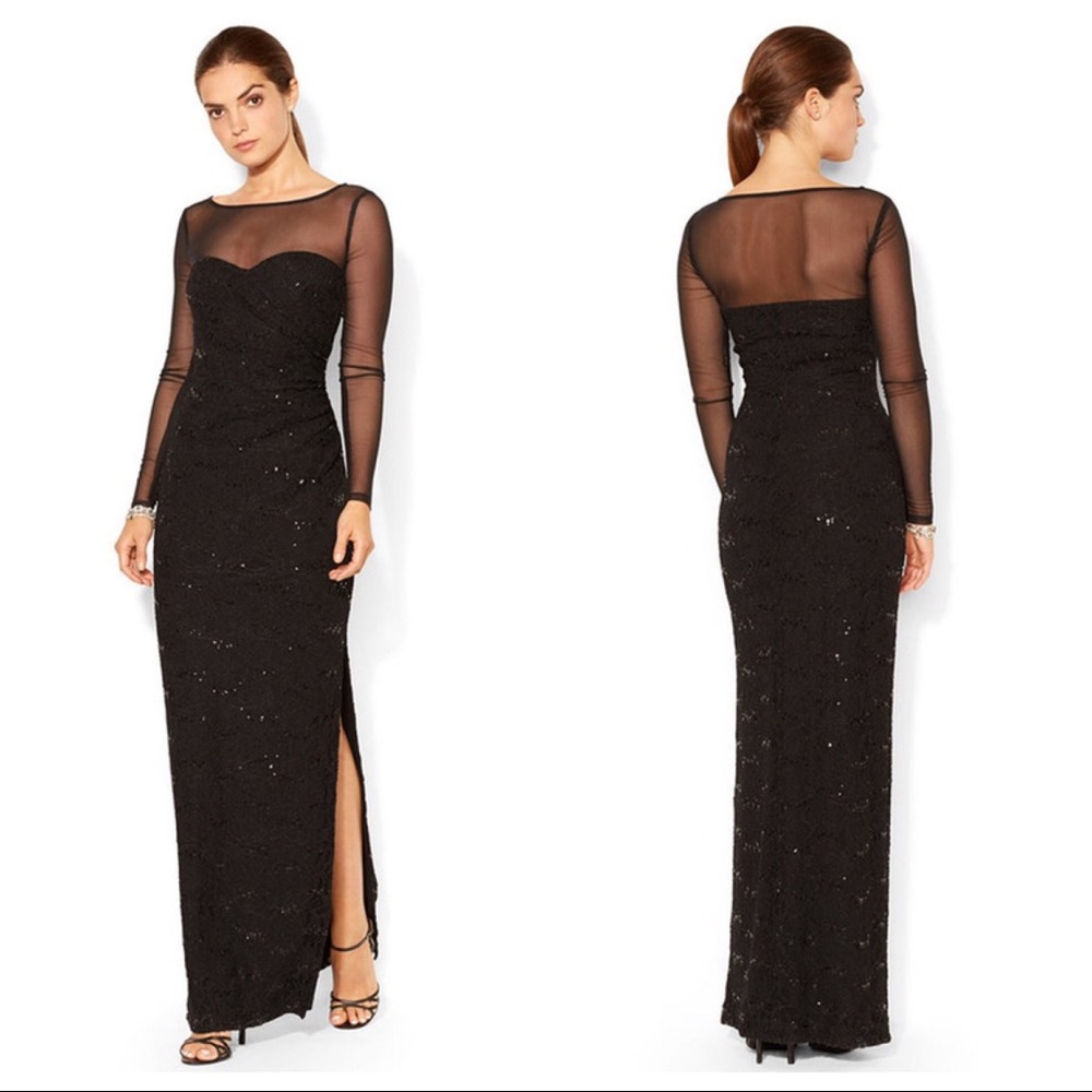 Lauren Ralph Lauren Longsleeve Sequin Gown